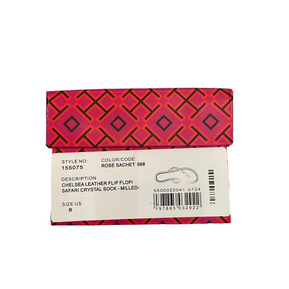 Tory Burch Women Chelsea Leather Flip Flop Thong Sandals Pink Leather Sz 8 NEW - Picture 4 of 12
